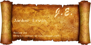 Janker Ervin névjegykártya